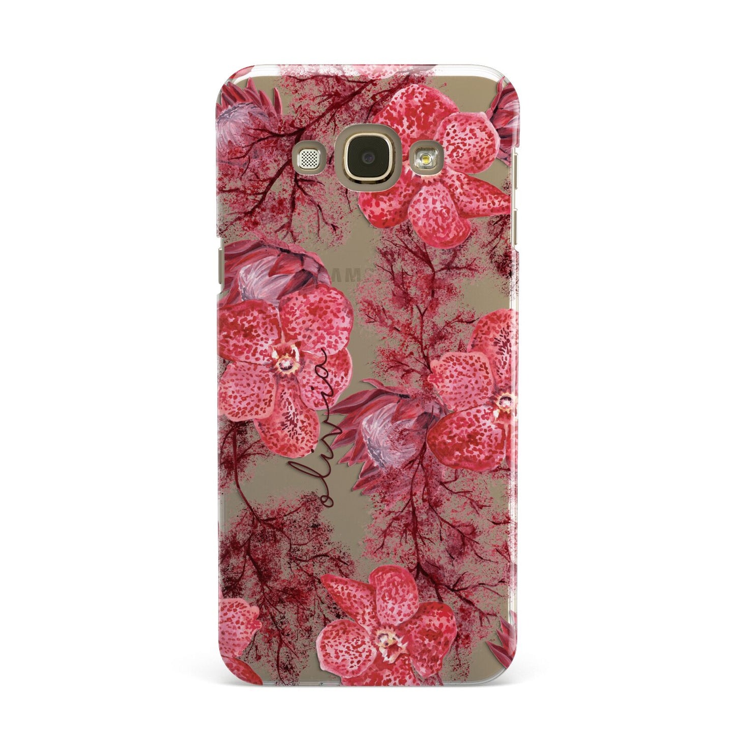 Personalised Pink and Red Floral Samsung Galaxy A8 Case