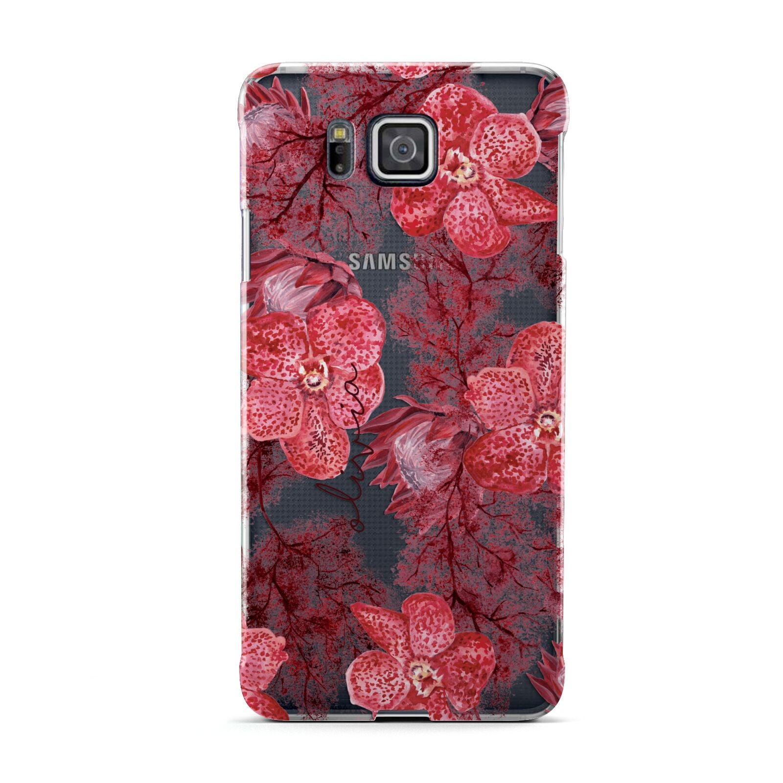 Personalised Pink and Red Floral Samsung Galaxy Alpha Case