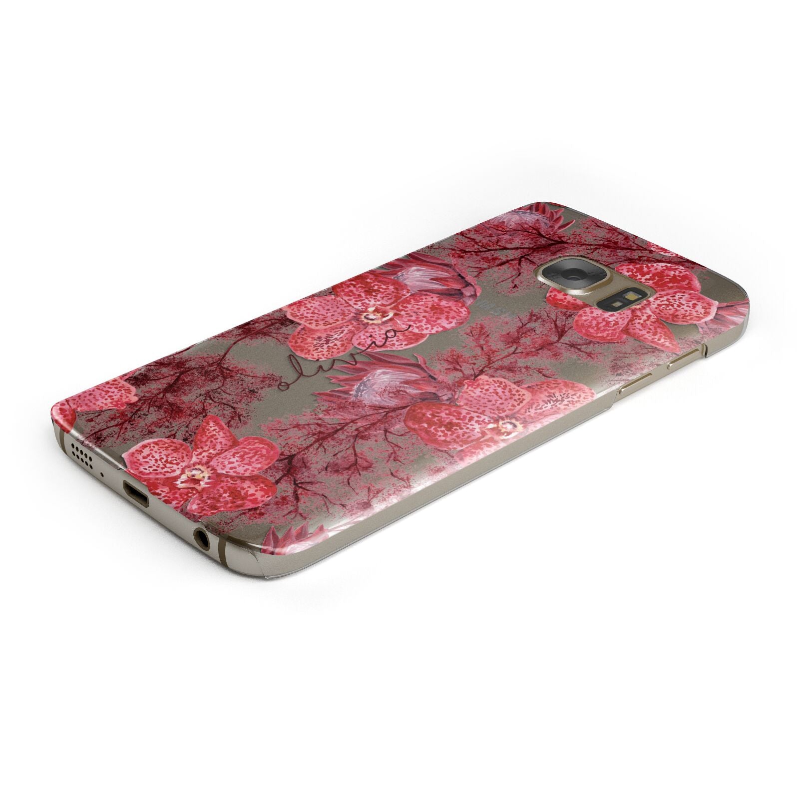 Personalised Pink and Red Floral Samsung Galaxy Case Bottom Cutout