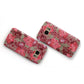 Personalised Pink and Red Floral Samsung Galaxy Case Flat Overview