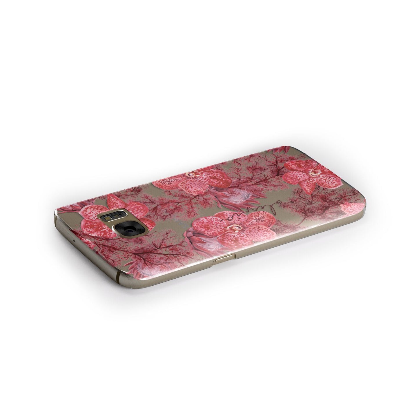 Personalised Pink and Red Floral Samsung Galaxy Case Side Close Up
