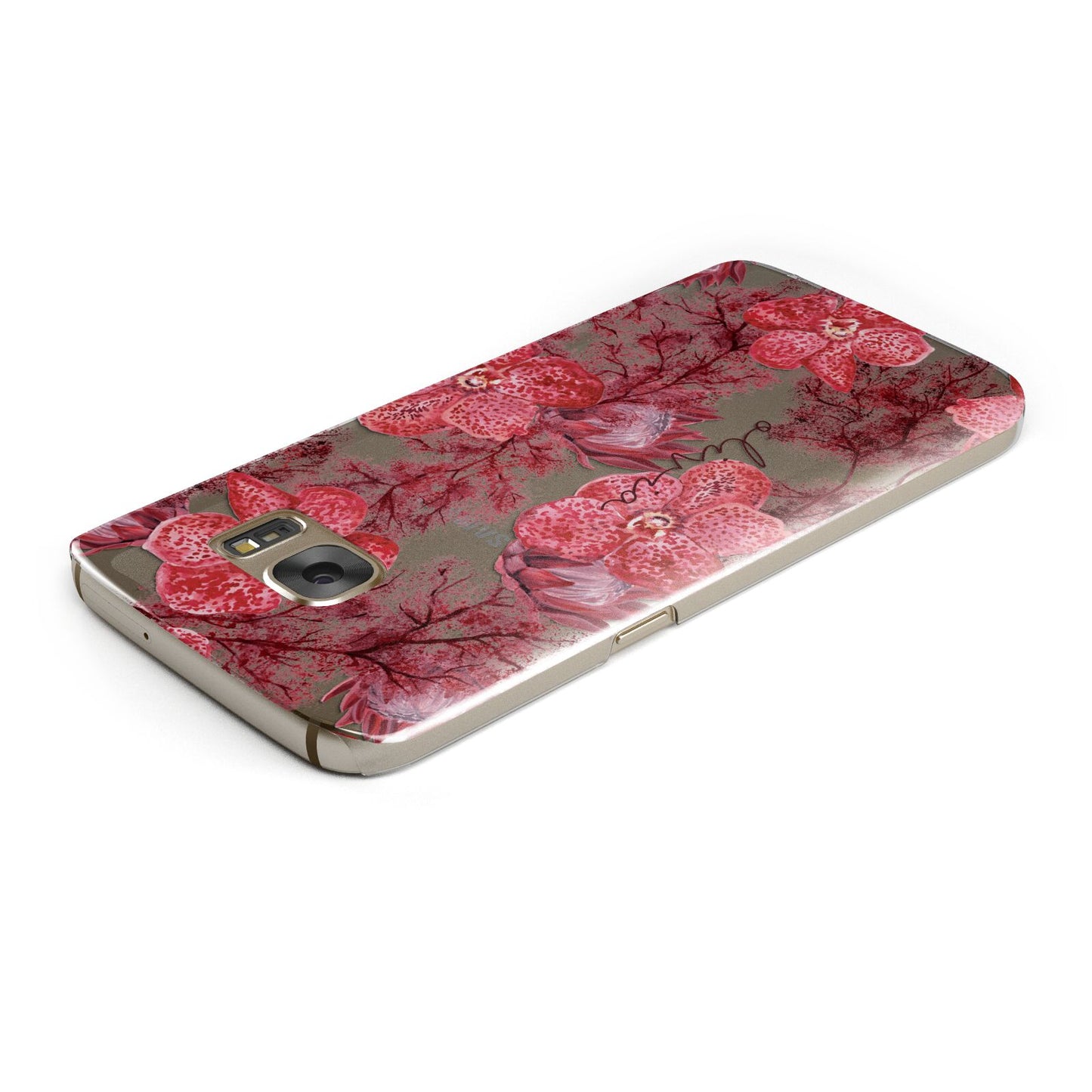 Personalised Pink and Red Floral Samsung Galaxy Case Top Cutout