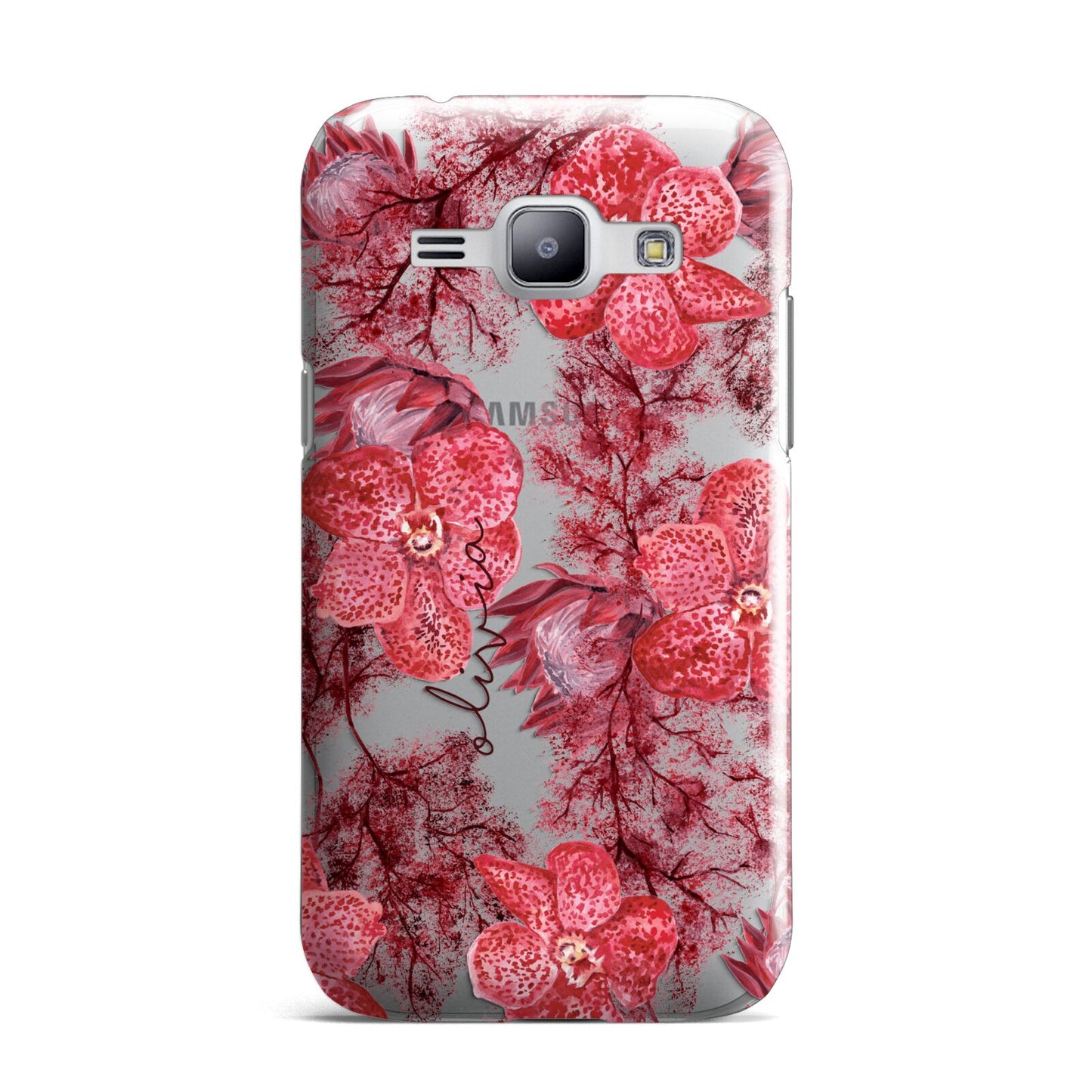 Personalised Pink and Red Floral Samsung Galaxy J1 2015 Case