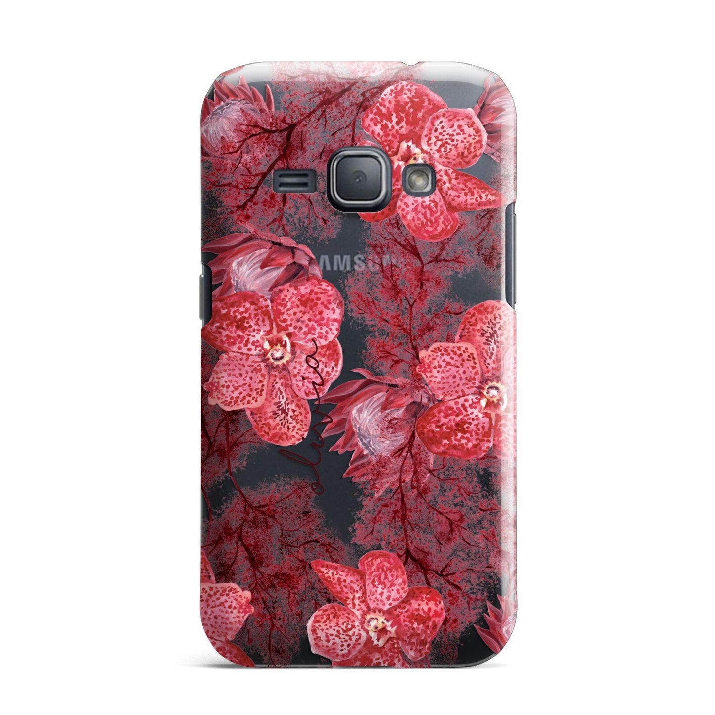 Personalised Pink and Red Floral Samsung Galaxy J1 2016 Case