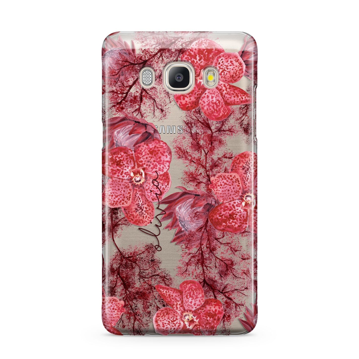 Personalised Pink and Red Floral Samsung Galaxy J5 2016 Case