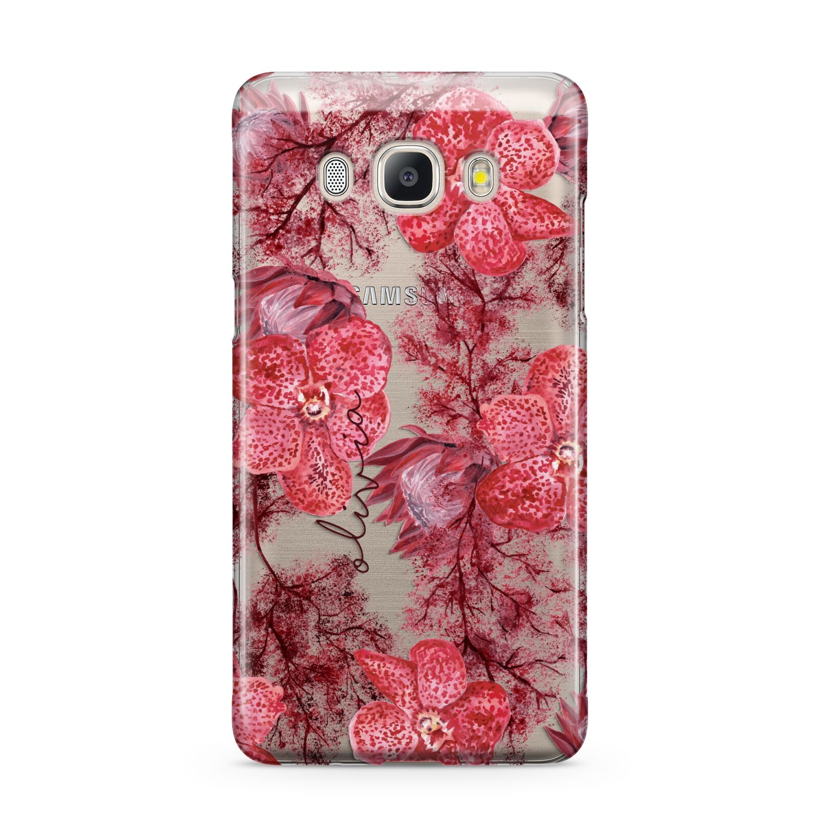 Personalised Pink and Red Floral Samsung Galaxy J5 2016 Case
