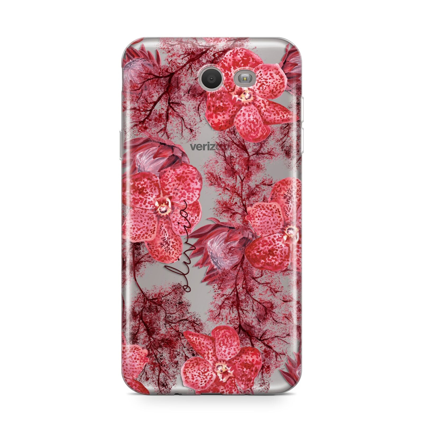 Personalised Pink and Red Floral Samsung Galaxy J7 2017 Case