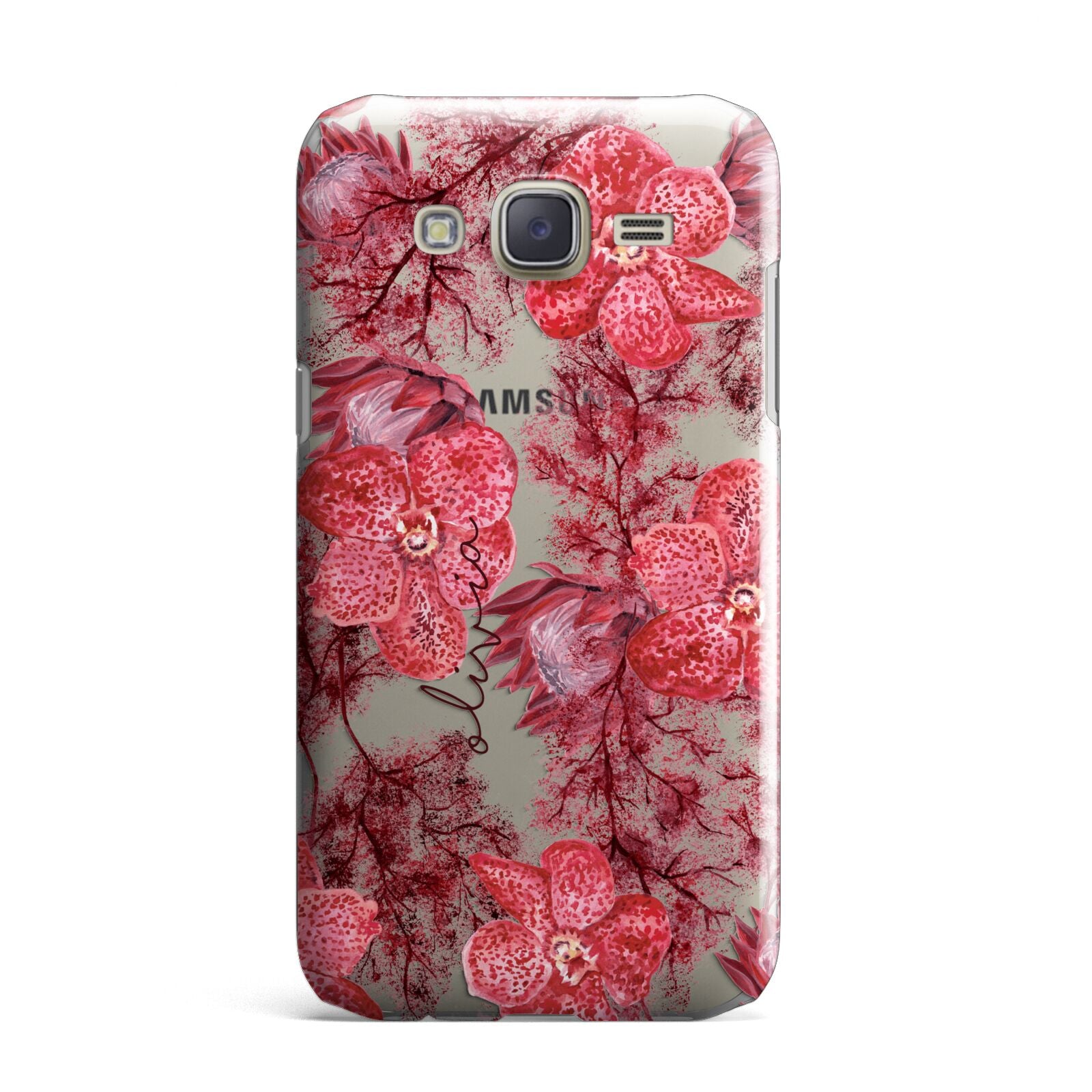 Personalised Pink and Red Floral Samsung Galaxy J7 Case