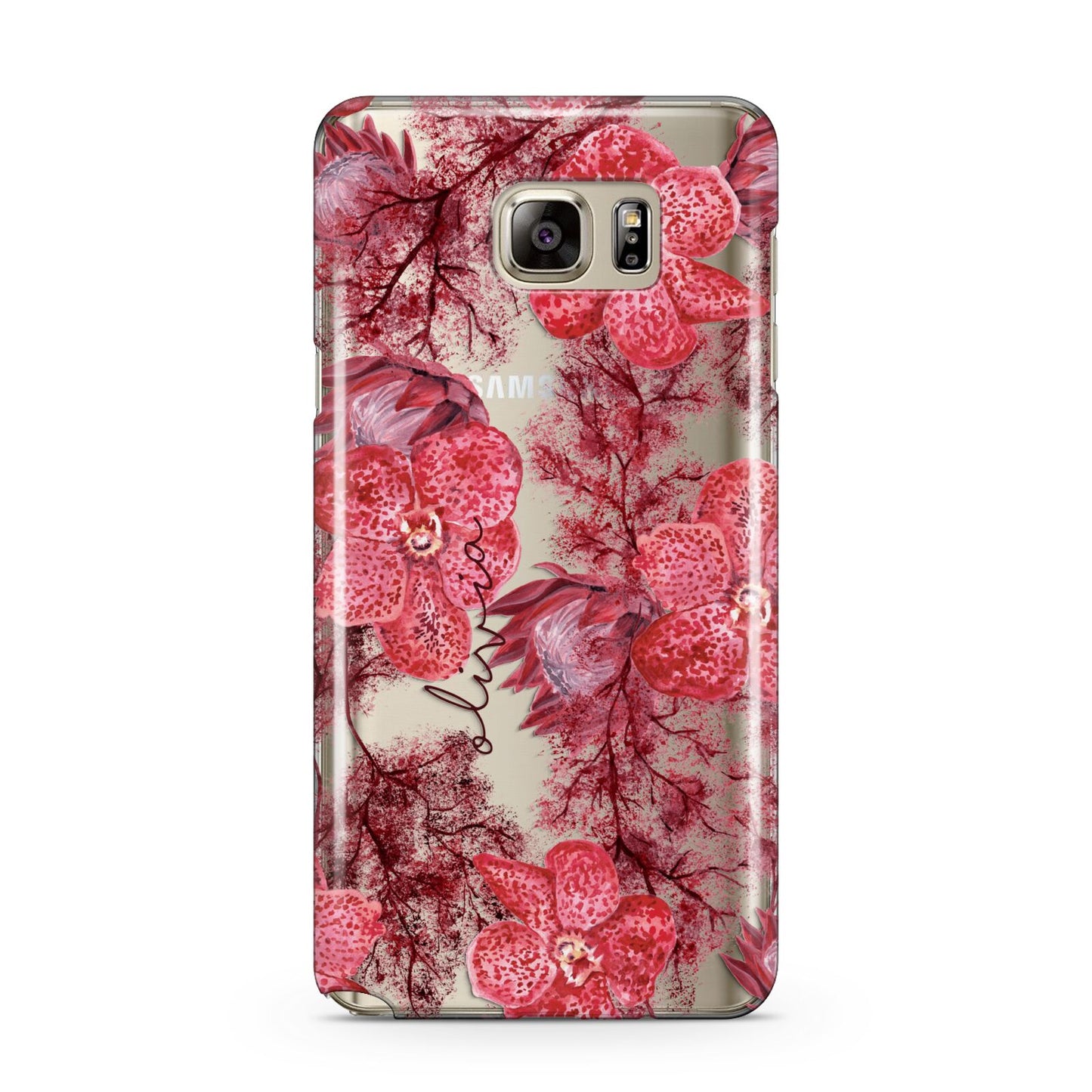 Personalised Pink and Red Floral Samsung Galaxy Note 5 Case