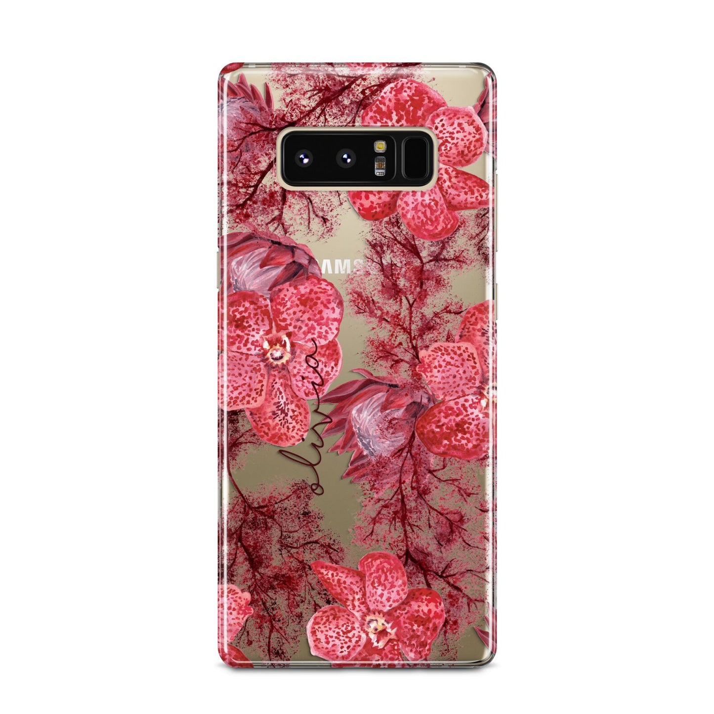 Personalised Pink and Red Floral Samsung Galaxy Note 8 Case
