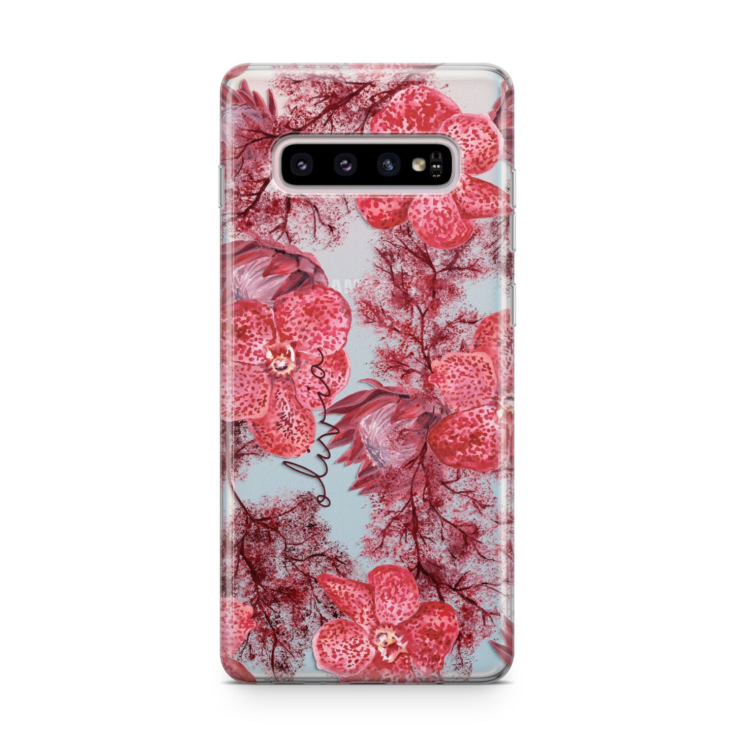 Personalised Pink and Red Floral Samsung Galaxy S10 Plus Case