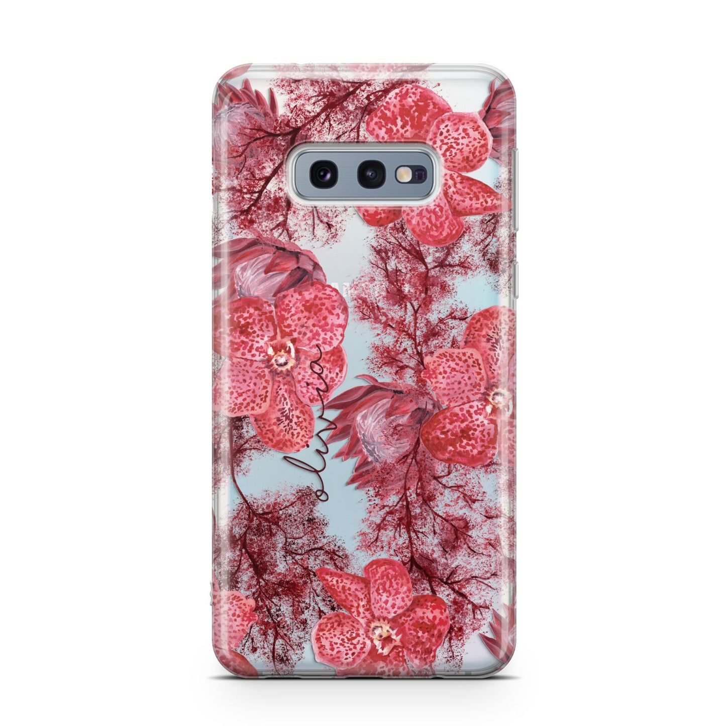 Personalised Pink and Red Floral Samsung Galaxy S10E Case
