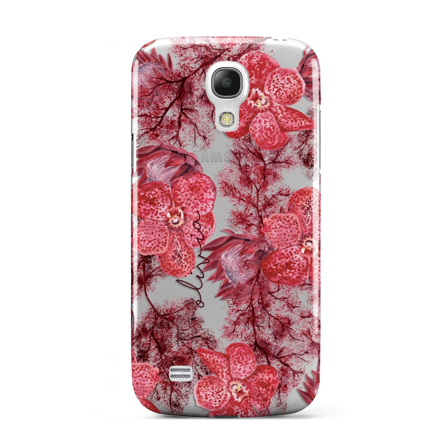 Personalised Pink and Red Floral Samsung Galaxy S4 Mini Case