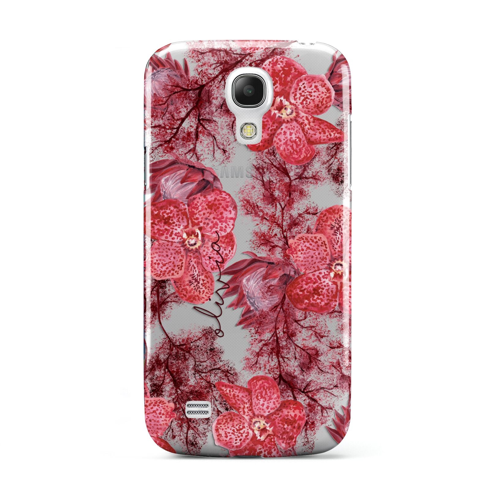 Personalised Pink and Red Floral Samsung Galaxy S4 Mini Case