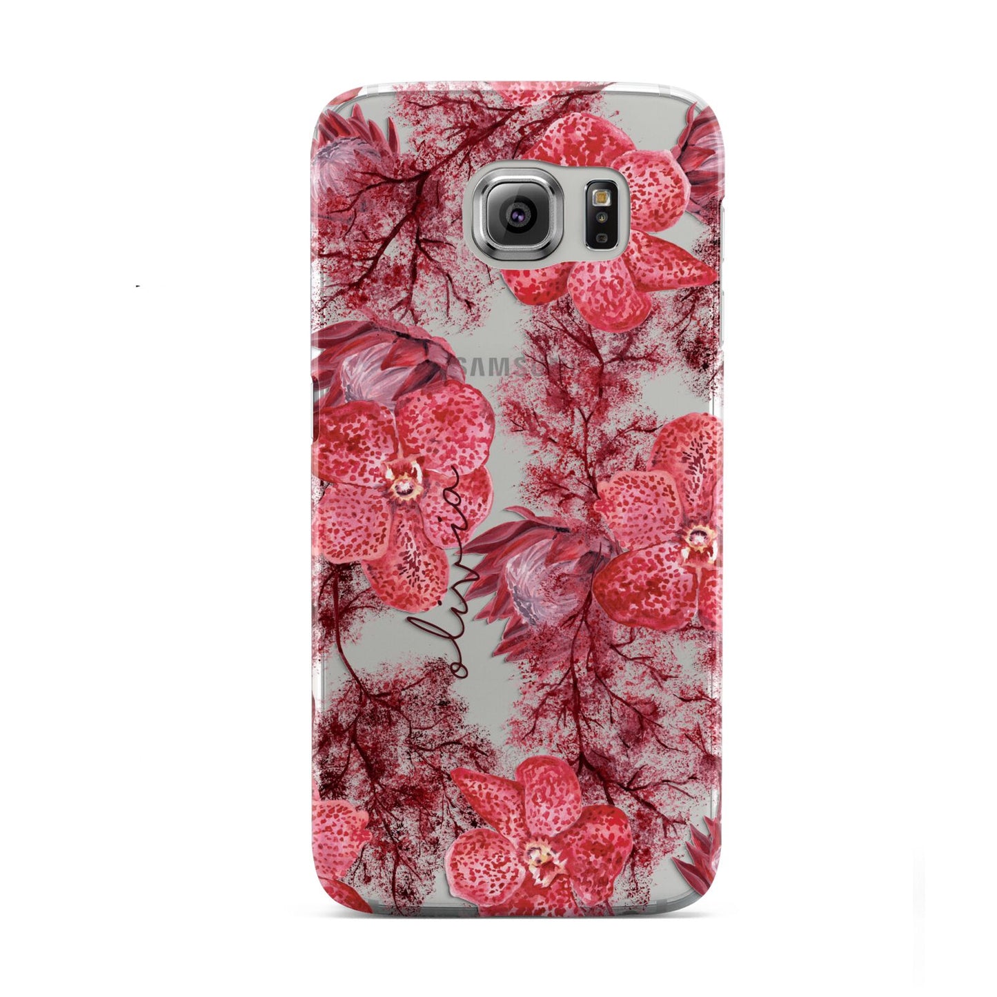 Personalised Pink and Red Floral Samsung Galaxy S6 Case