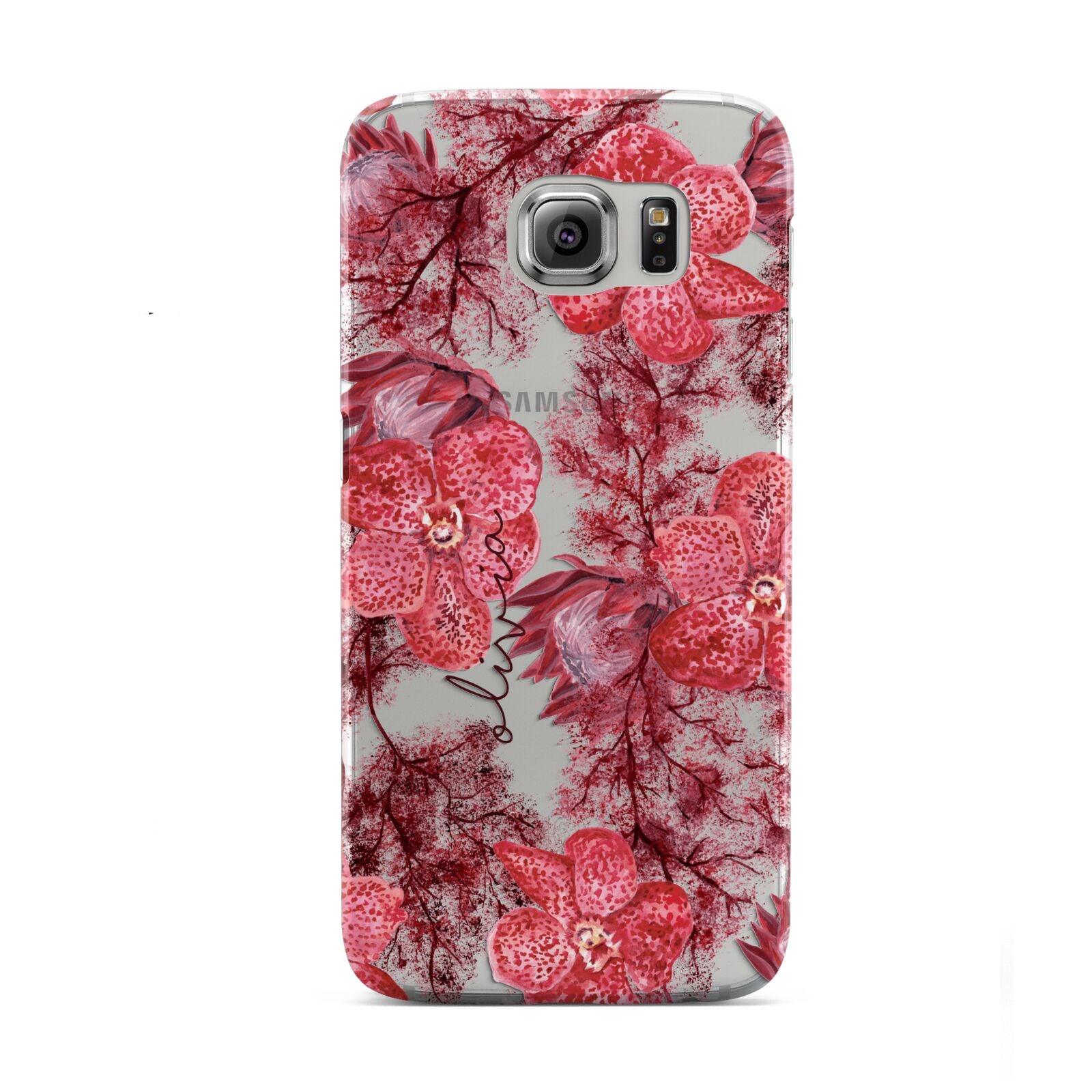 Personalised Pink and Red Floral Samsung Galaxy S6 Case