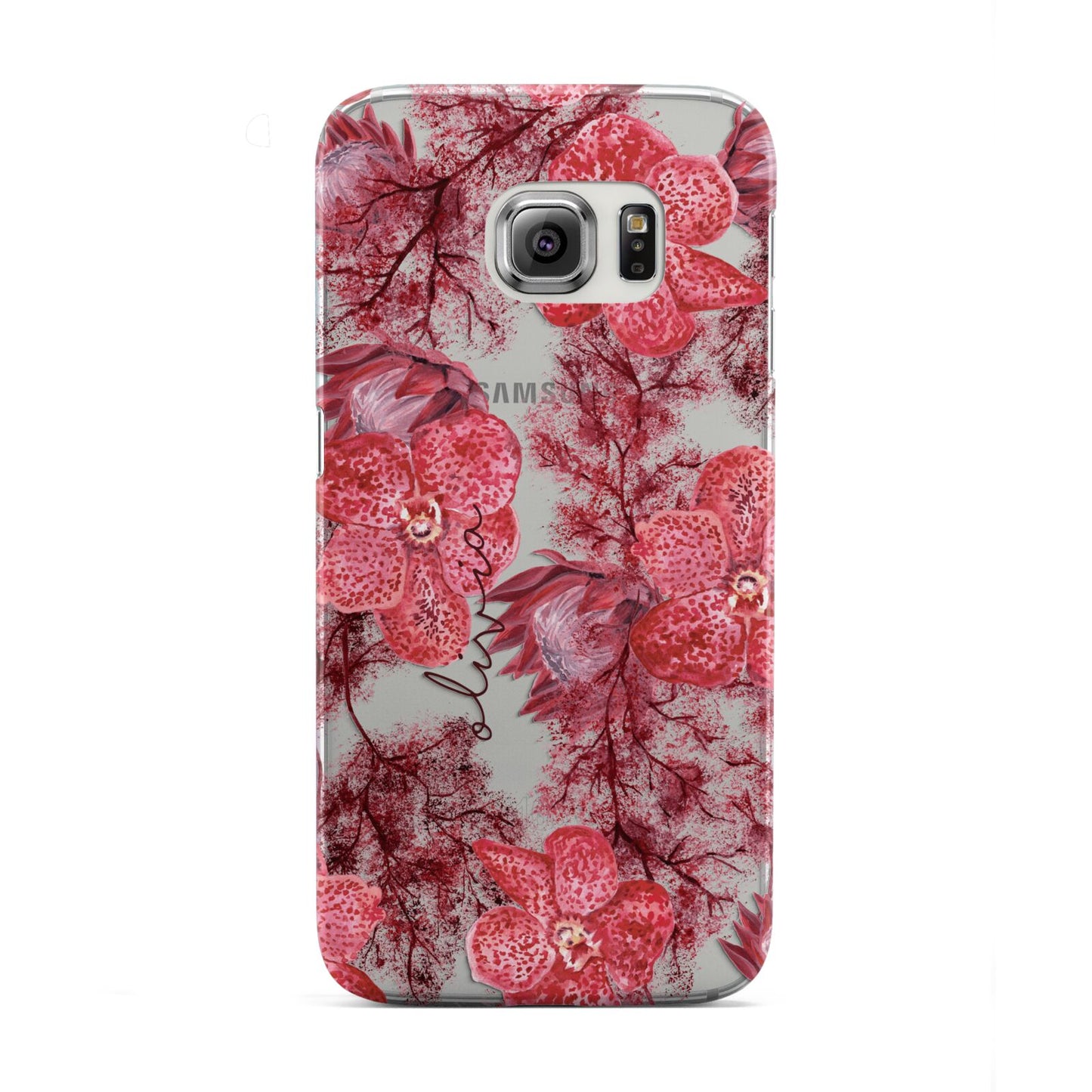 Personalised Pink and Red Floral Samsung Galaxy S6 Edge Case