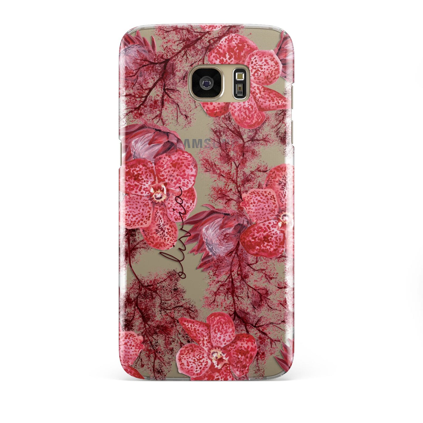 Personalised Pink and Red Floral Samsung Galaxy S7 Edge Case