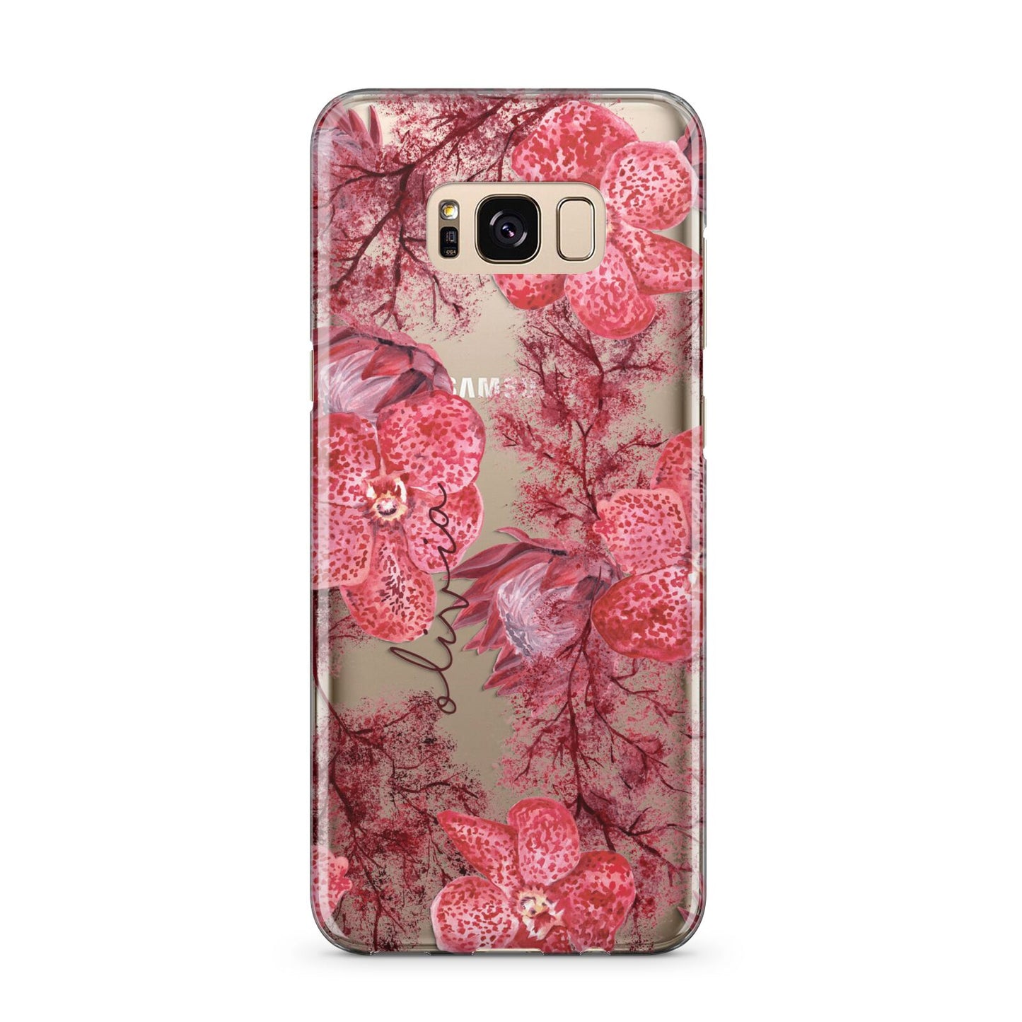 Personalised Pink and Red Floral Samsung Galaxy S8 Plus Case
