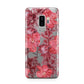 Personalised Pink and Red Floral Samsung Galaxy S9 Plus Case on Silver phone
