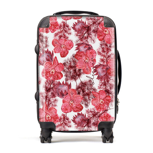 Personalised Pink and Red Floral Suitcase