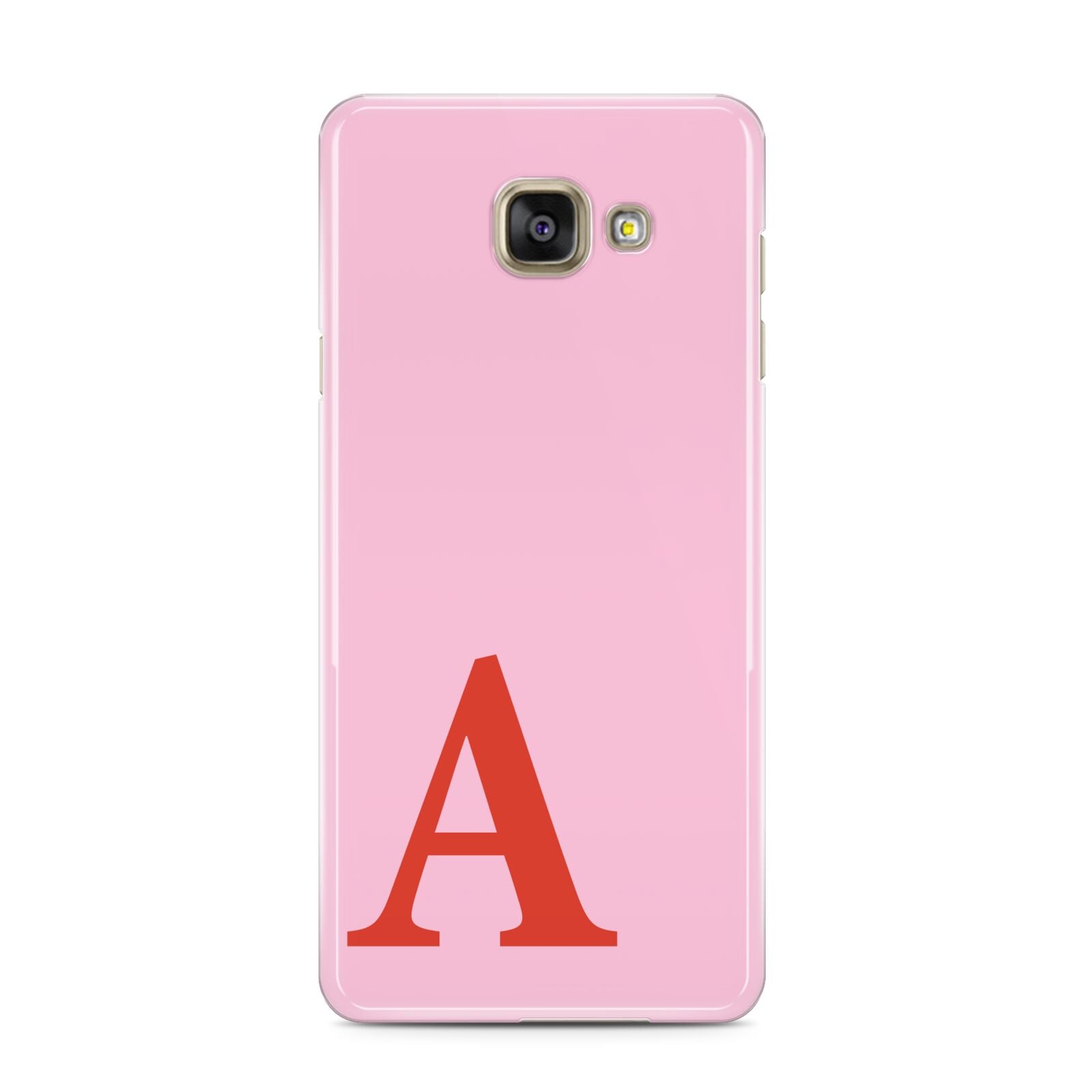 Personalised Pink and Red Samsung Galaxy A3 2016 Case on gold phone