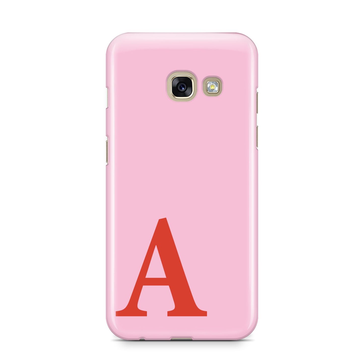 Personalised Pink and Red Samsung Galaxy A3 2017 Case on gold phone