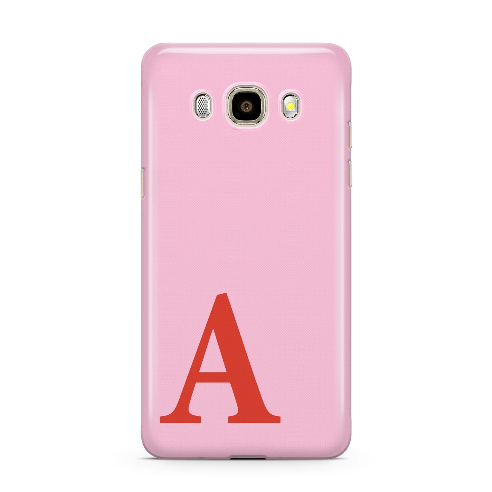Personalised Pink and Red Samsung Galaxy J7 2016 Case on gold phone