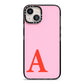 Personalised Pink and Red iPhone 13 Black Impact Case on Silver phone