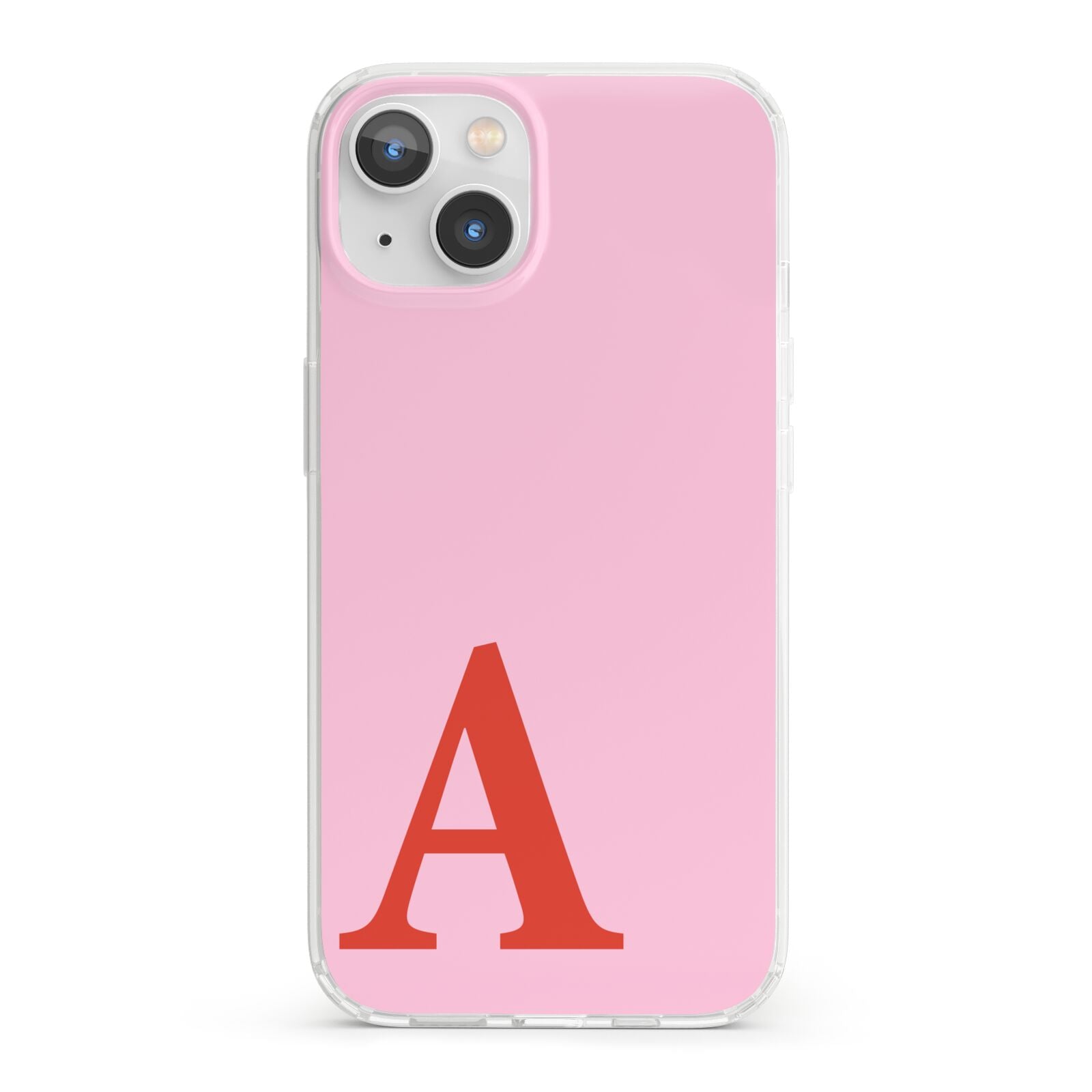 Personalised Pink and Red iPhone 13 Clear Bumper Case