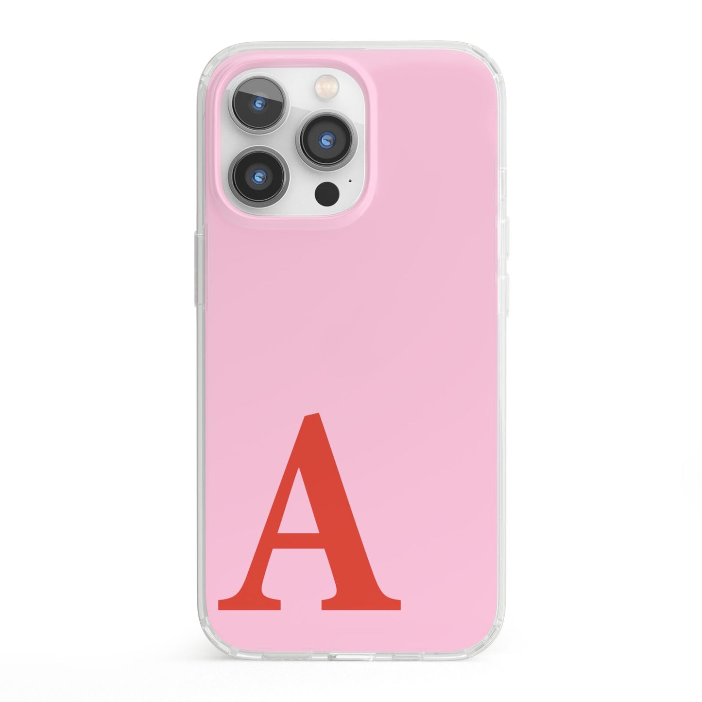 Personalised Pink and Red iPhone 13 Pro Clear Bumper Case