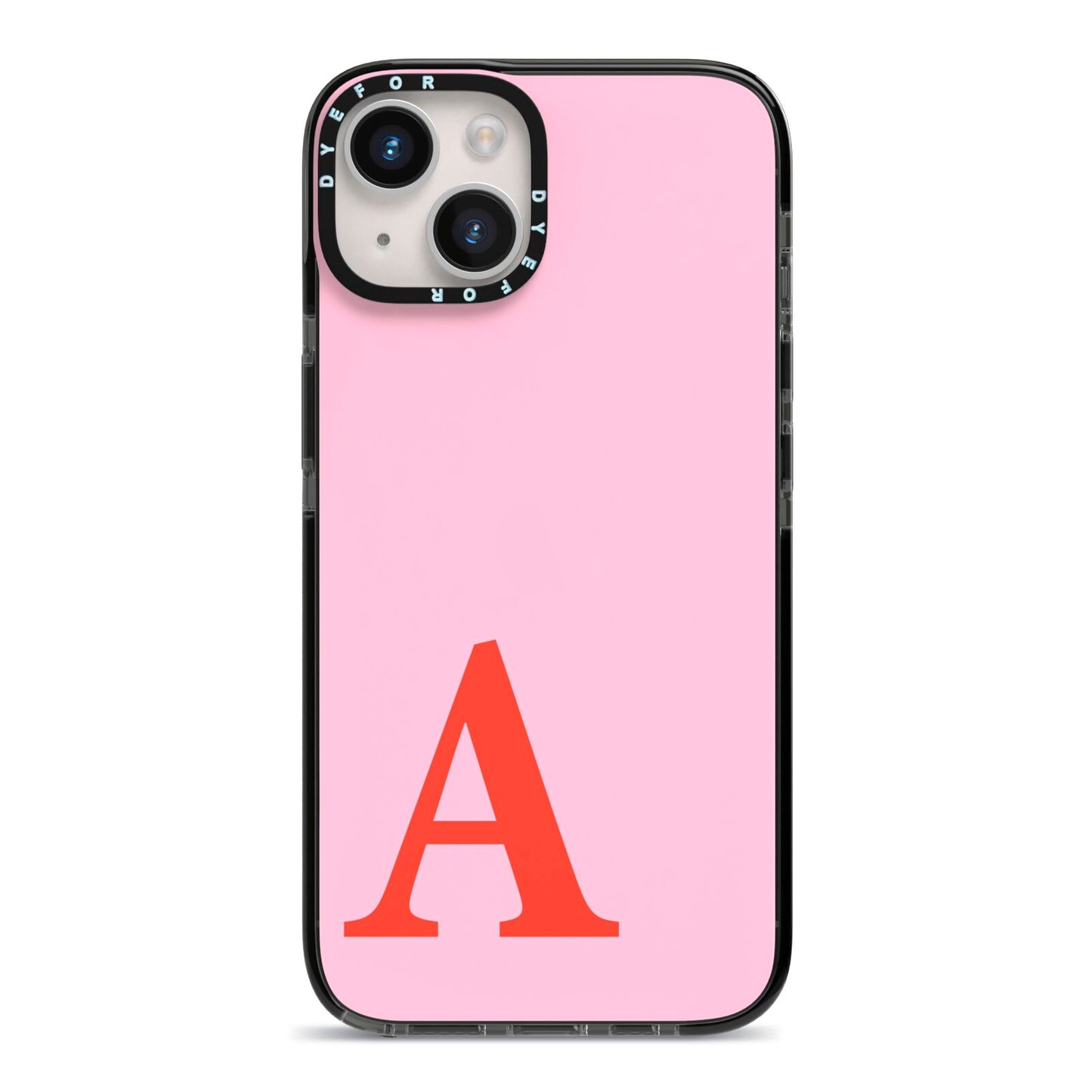 Personalised Pink and Red iPhone 14 Black Impact Case on Silver phone