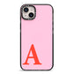 Personalised Pink and Red iPhone 14 Plus Black Impact Case on Silver phone