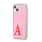 Personalised Pink and Red iPhone 14 Plus Clear Tough Case Starlight Angled Image