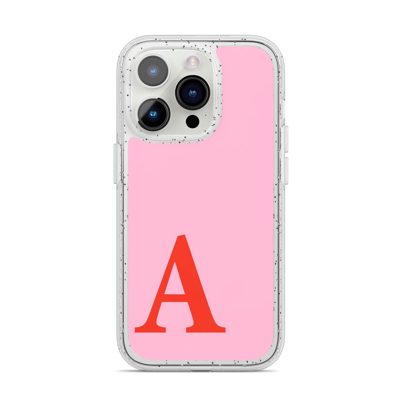 Personalised Pink and Red iPhone 14 Pro Glitter Tough Case Silver