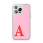 Personalised Pink and Red iPhone 14 Pro Max Clear Tough Case Silver