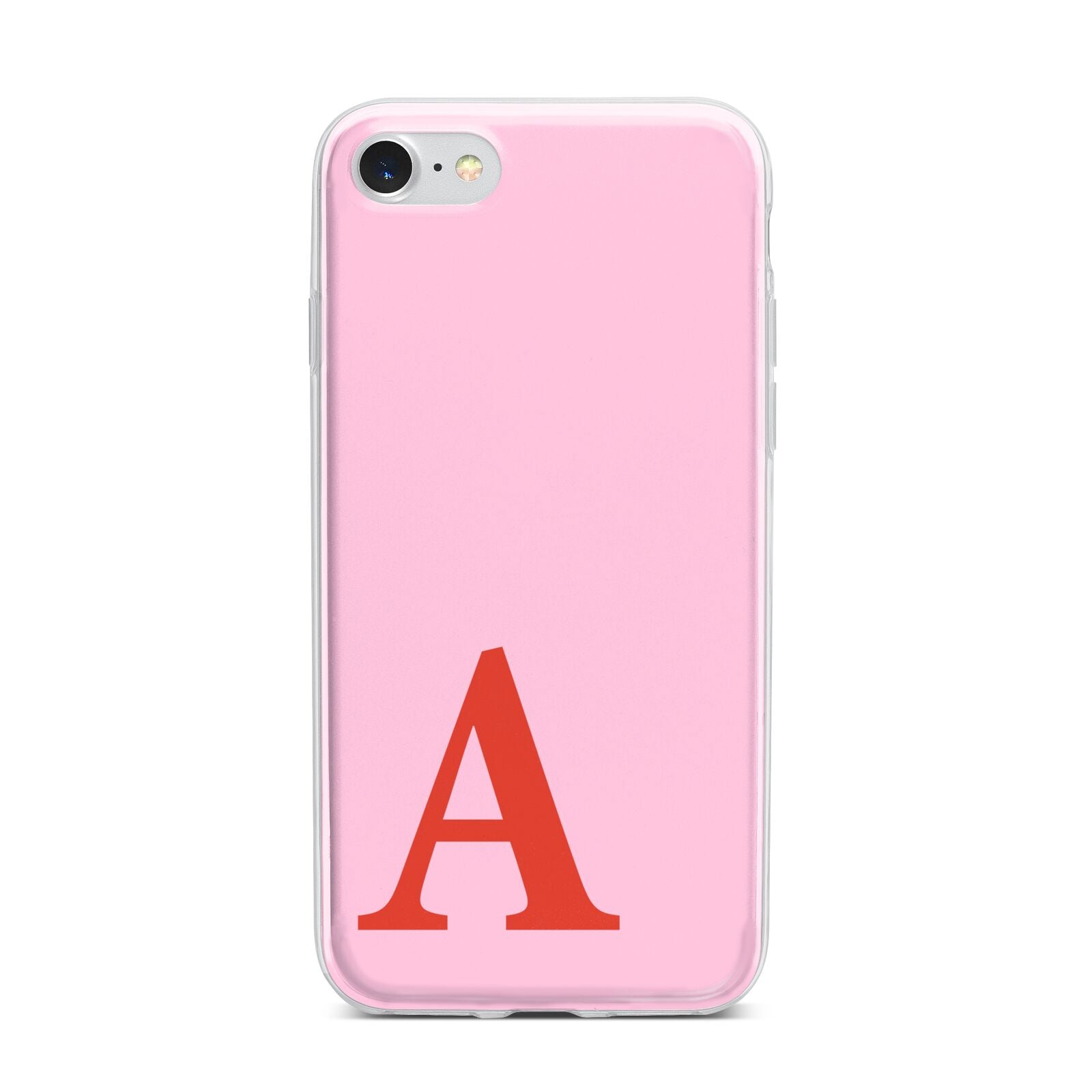 Personalised Pink and Red iPhone 7 Bumper Case on Silver iPhone