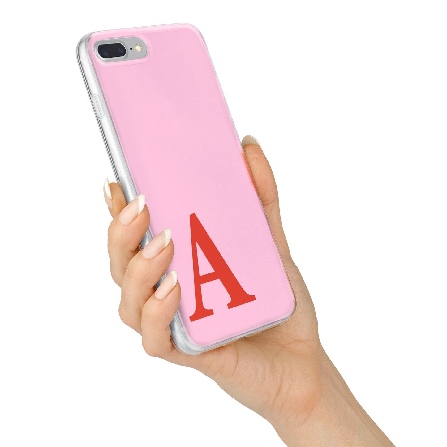 Personalised Pink and Red iPhone 7 Plus Bumper Case on Silver iPhone Alternative Image