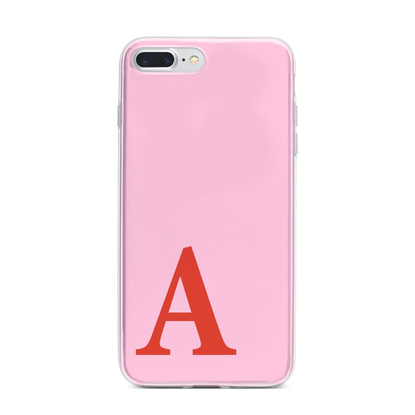 Personalised Pink and Red iPhone 7 Plus Bumper Case on Silver iPhone