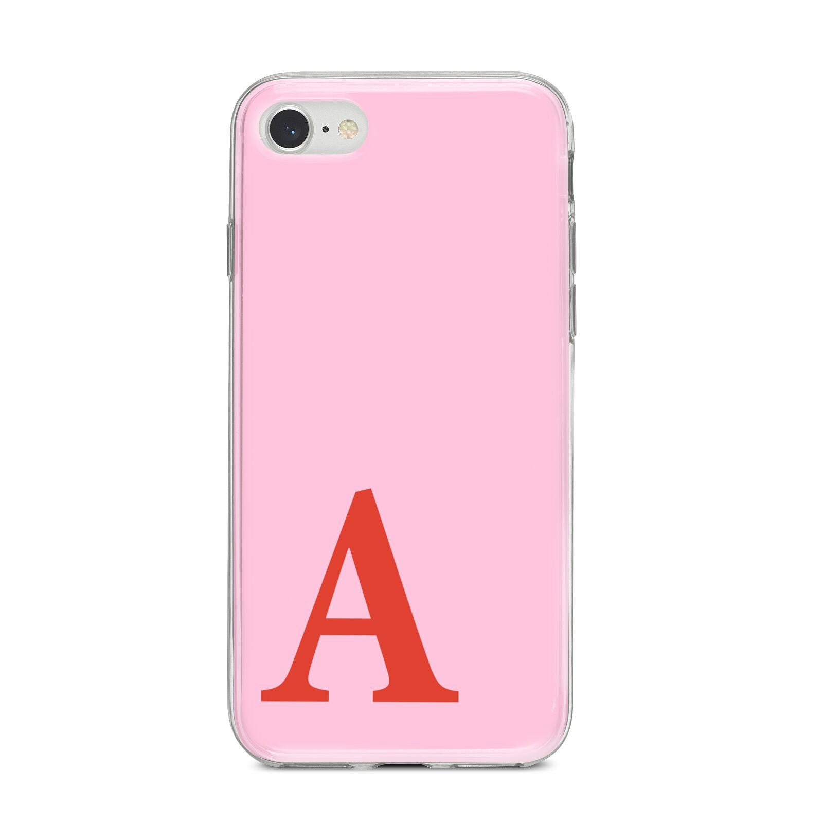 Personalised Pink and Red iPhone 8 Bumper Case on Silver iPhone