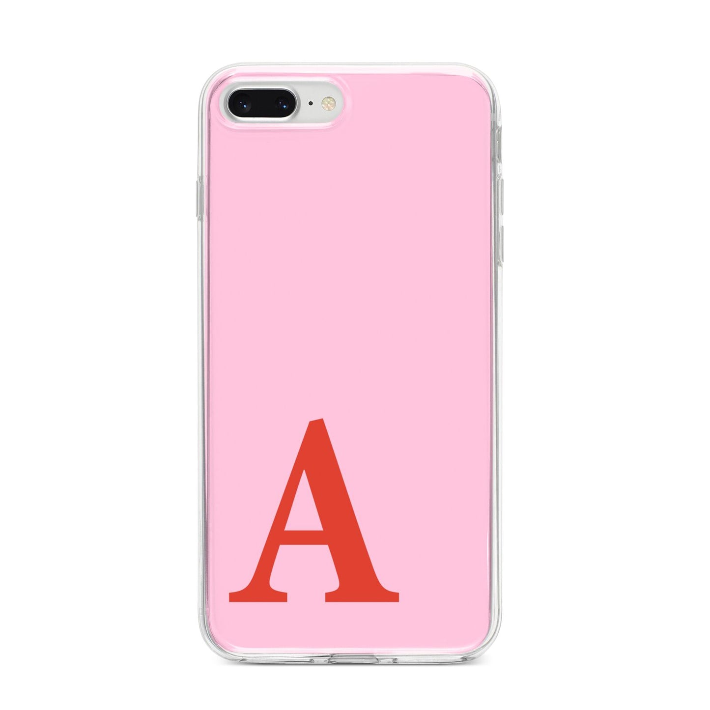 Personalised Pink and Red iPhone 8 Plus Bumper Case on Silver iPhone