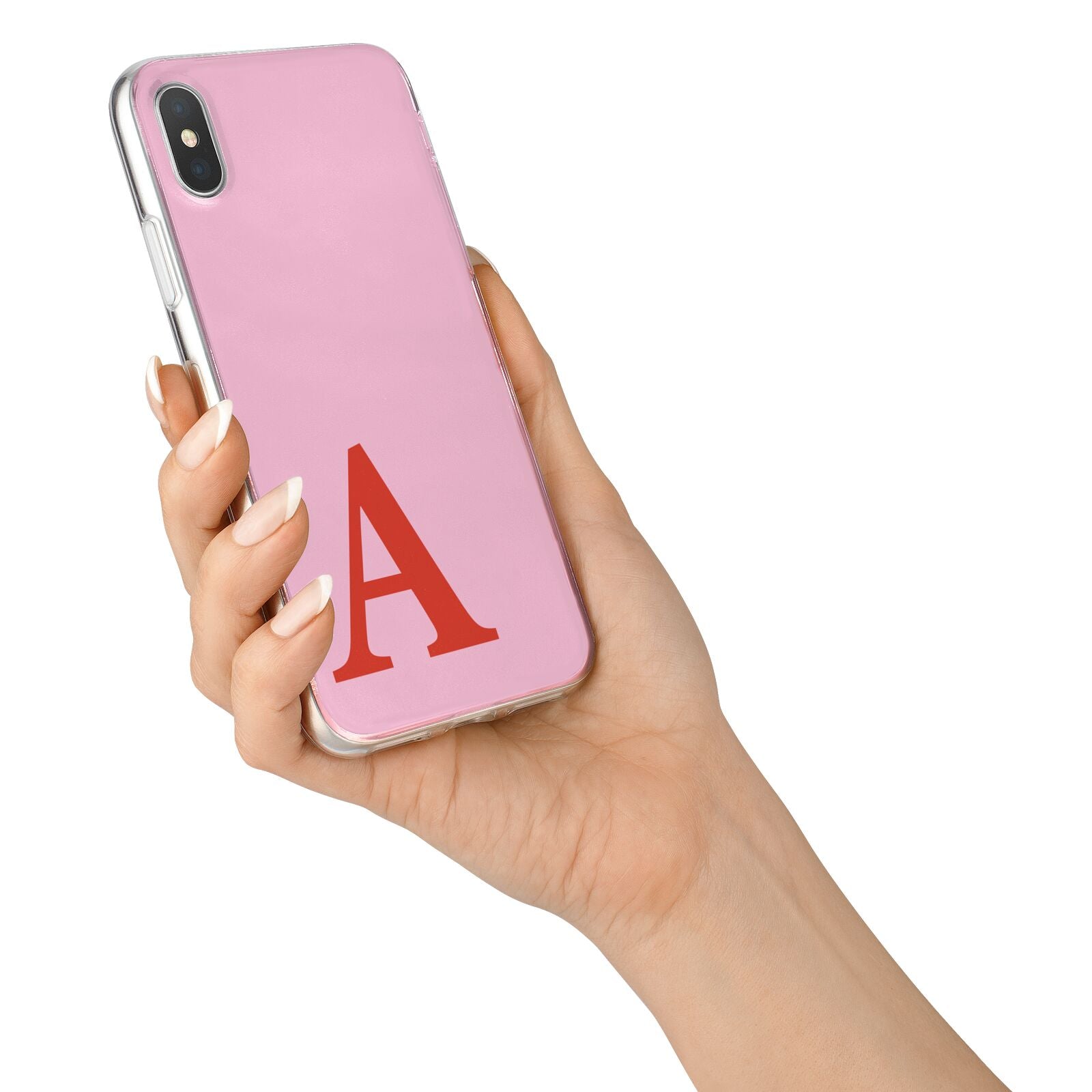 Personalised Pink and Red iPhone X Bumper Case on Silver iPhone Alternative Image 2