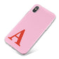 Personalised Pink and Red iPhone X Bumper Case on Silver iPhone
