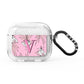 Personalised Pink and White Floral Monogram AirPods Glitter Case 3rd Gen