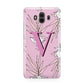 Personalised Pink and White Floral Monogram Huawei Mate 10 Protective Phone Case