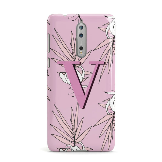 Personalised Pink and White Floral Monogram Nokia Case