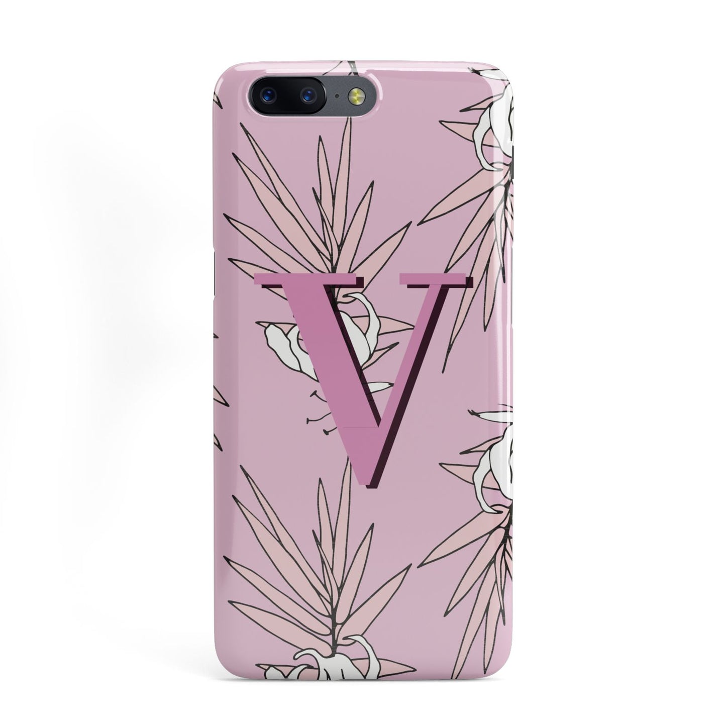 Personalised Pink and White Floral Monogram OnePlus Case