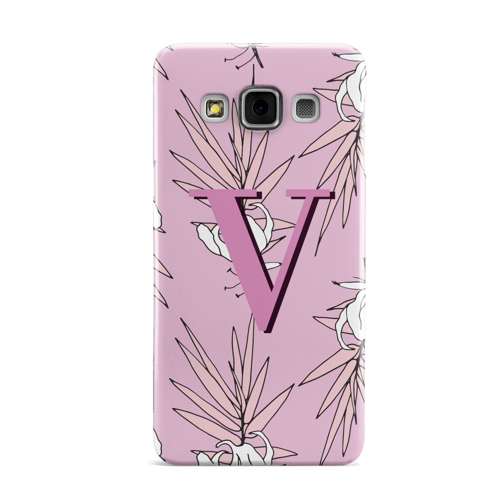 Personalised Pink and White Floral Monogram Samsung Galaxy A3 Case
