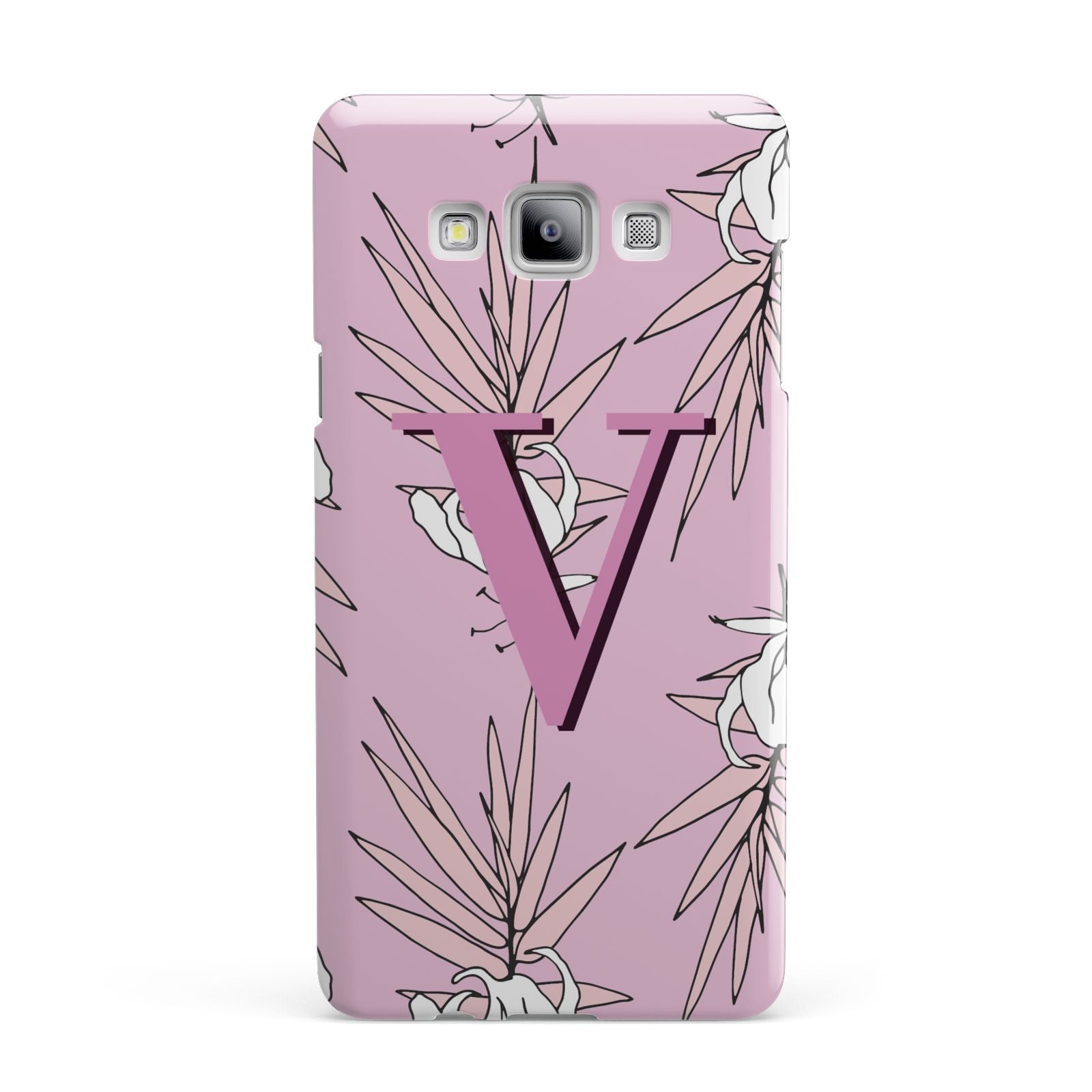 Personalised Pink and White Floral Monogram Samsung Galaxy A7 2015 Case