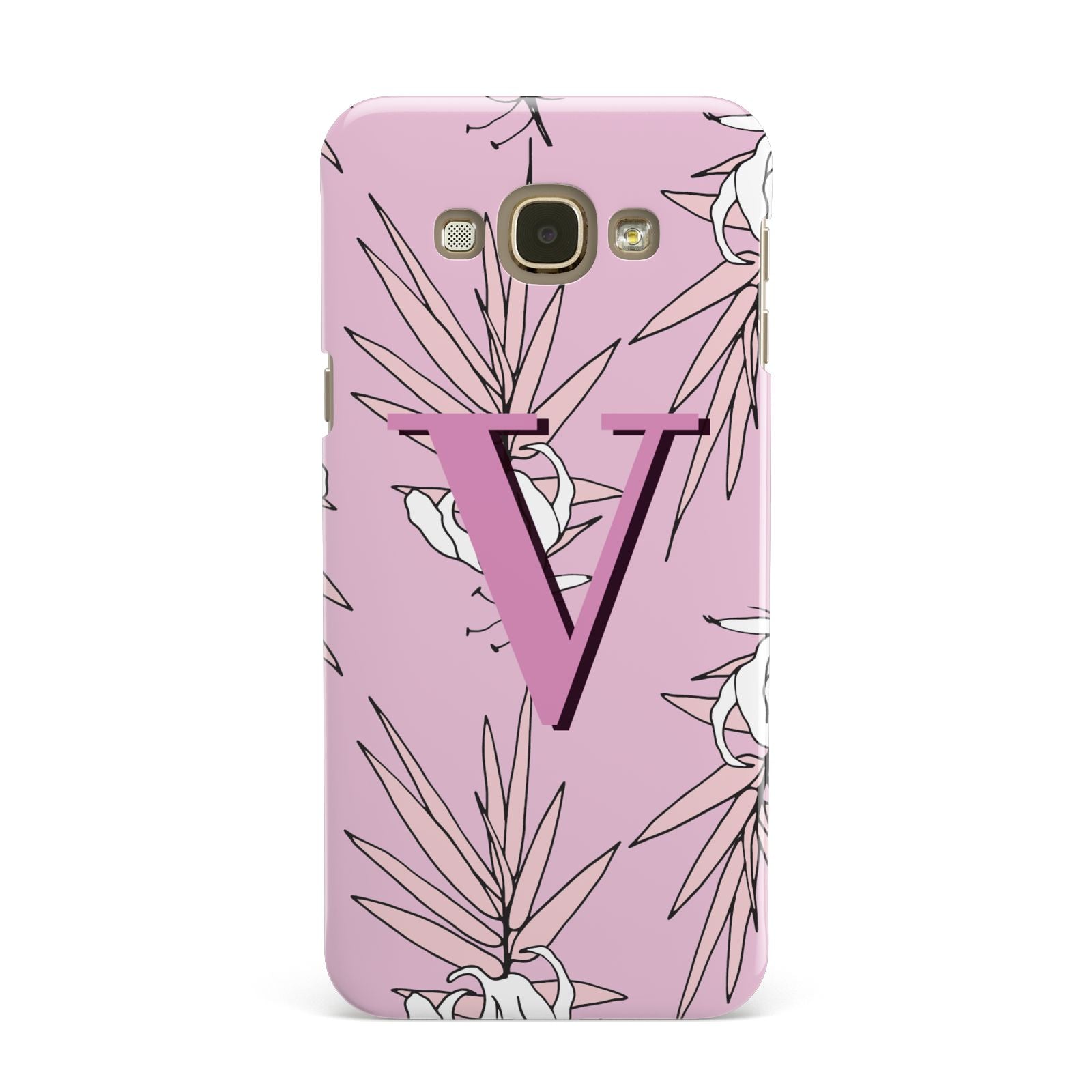 Personalised Pink and White Floral Monogram Samsung Galaxy A8 Case